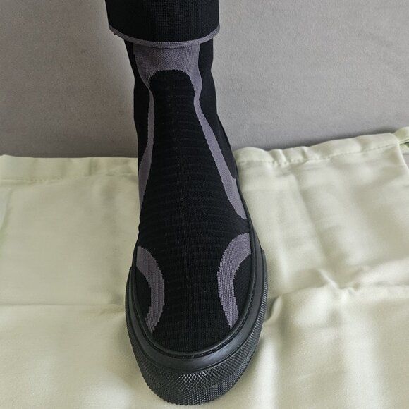 NWT Burberry Men's Black Knitted Stretch Sub High-top Sneakers - Picture 10 of 12